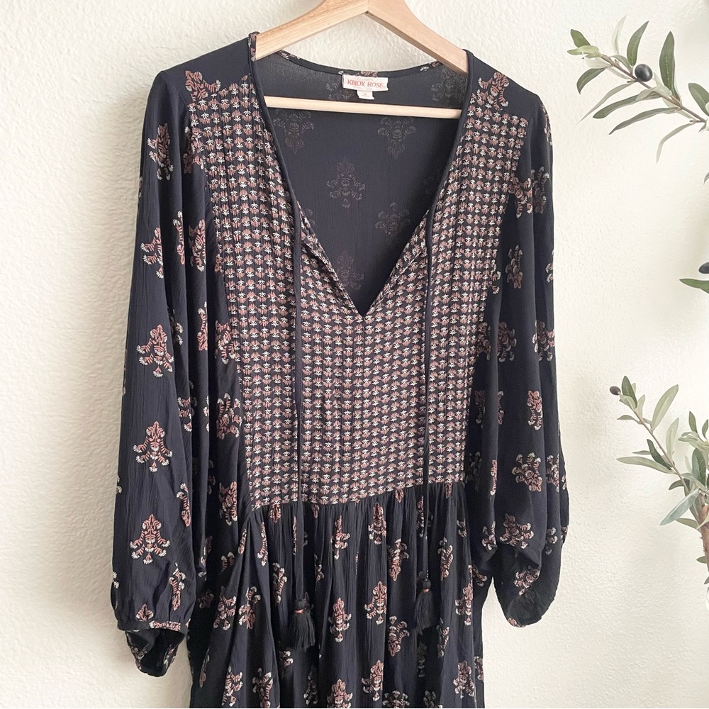 Knox Rose Women's Bishop 3/4 Sleeve A-Line Dress Black Size 1X - Picture 6 of 8